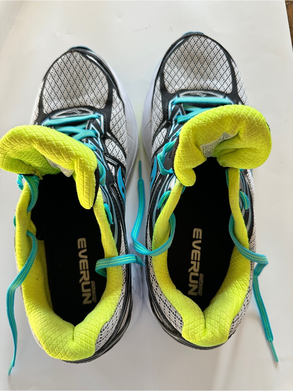Saucony Guide 9 Everun Women's Running Shoes in White, Black, Teal and Lime 9.5 - Picture 12 of 13